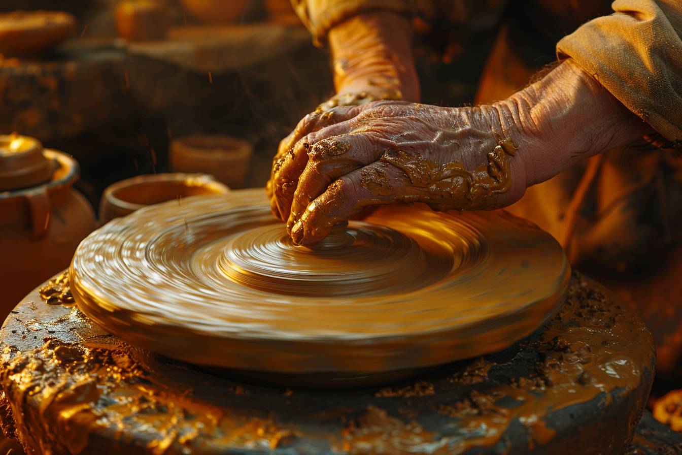 Atelier de céramique pour seniors façonnant l'argile  
Seniors apprenant à créer en modelant l'argile