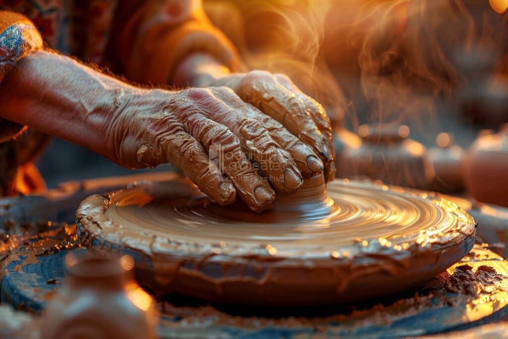 Atelier de céramique pour seniors façonnant l'argile