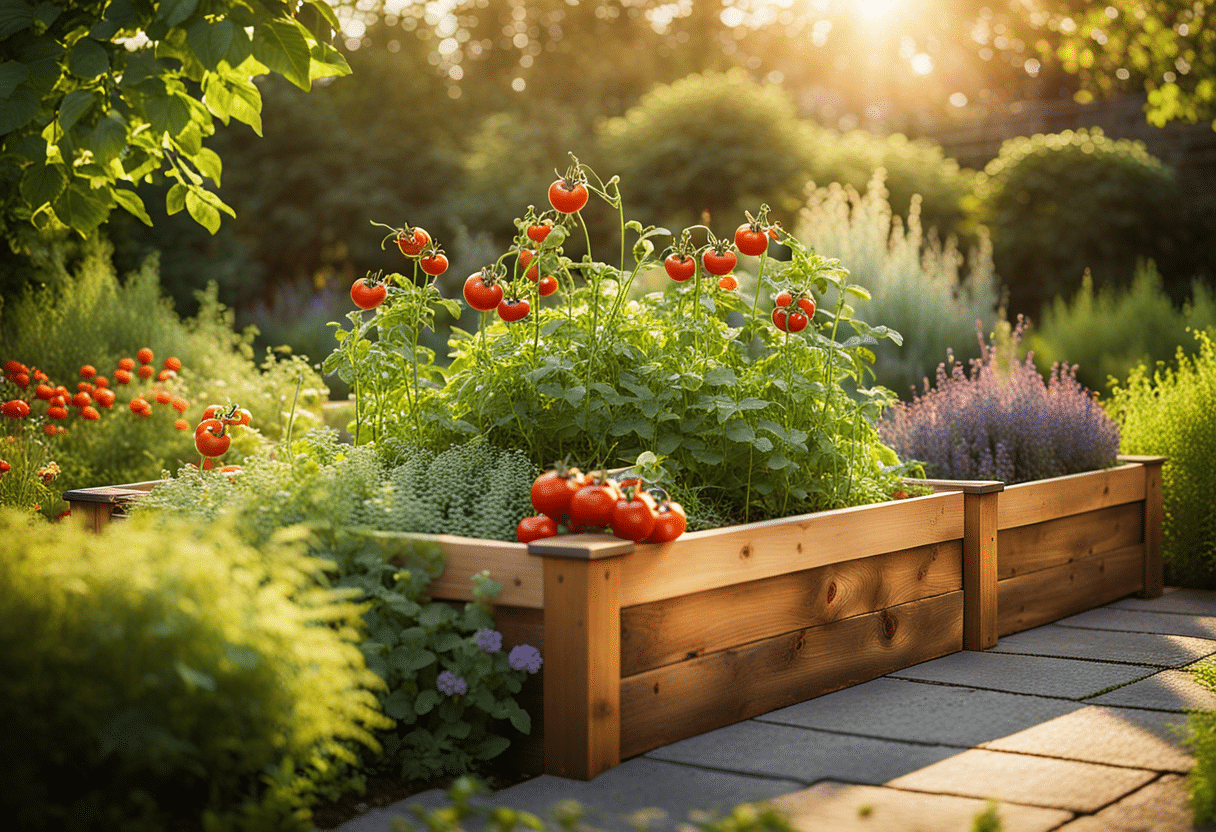 Jardin fleuri adapté aux seniors avec plantes faciles  
Espace vert convivial pour un entretien simplifié