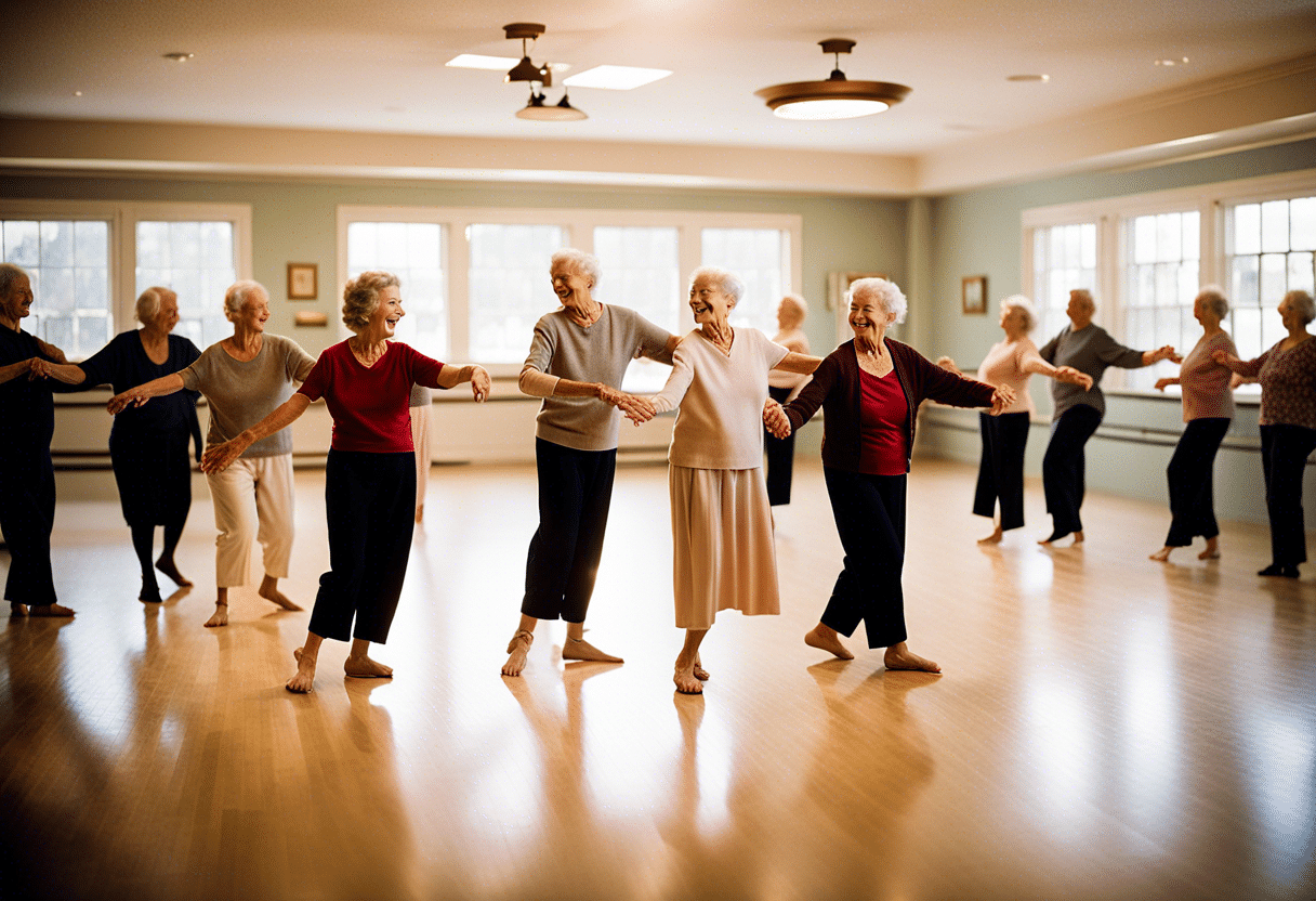 Seniors s'amusent dans un club de danse animé  
Danseurs âgés partagent des moments joyeux ensemble