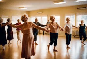 Seniors s'amusent dans un club de danse animé